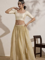 The Blouse Originals Stretchable Cream Silk Round Neck Flexi Fit Padded Readymade Saree Blouse