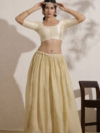 The Blouse Originals Stretchable Cream Silk Round Neck Flexi Fit Padded Readymade Saree Blouse