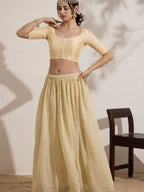 The Blouse Originals Stretchable Golden Silk Round Neck Flexi Fit Padded Readymade Saree Blouse