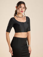 The Blouse Originals Stretchable Black Silk Round Neck Flexi Fit Padded Readymade Saree Blouse