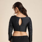 The Blouse Originals Stretchable Black Silk Round Neck Flexi Fit Readymade Saree Blouse
