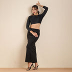 The Blouse Originals Stretchable Black Silk Round Neck Flexi Fit Readymade Saree Blouse