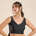 The Blouse Originals Stretchable Black Silk V-Neck Flexi Fit Readymade Saree Blouse