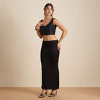 The Blouse Originals Stretchable Black Silk V-Neck Flexi Fit Readymade Saree Blouse