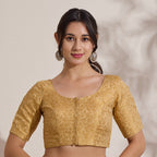 The Blouse Originals Gold Brocade Woven Design Zari Readymade Saree Blouse