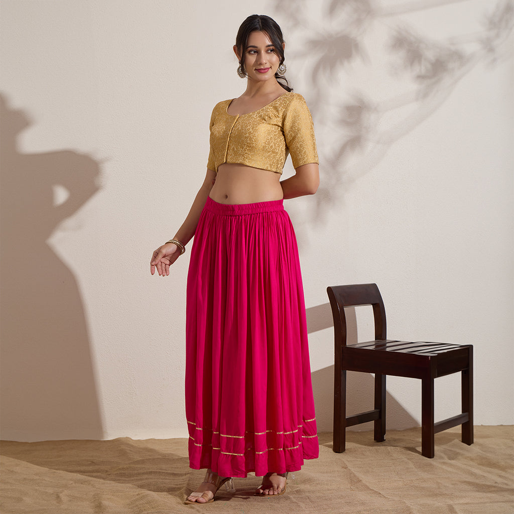 The Blouse Originals Gold Brocade Woven Design Zari Readymade Saree Blouse