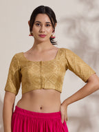 The Blouse Originals Gold Brocade Woven Design Zari Readymade Saree Blouse