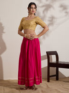 The Blouse Originals Gold Brocade Woven Design Zari Readymade Saree Blouse