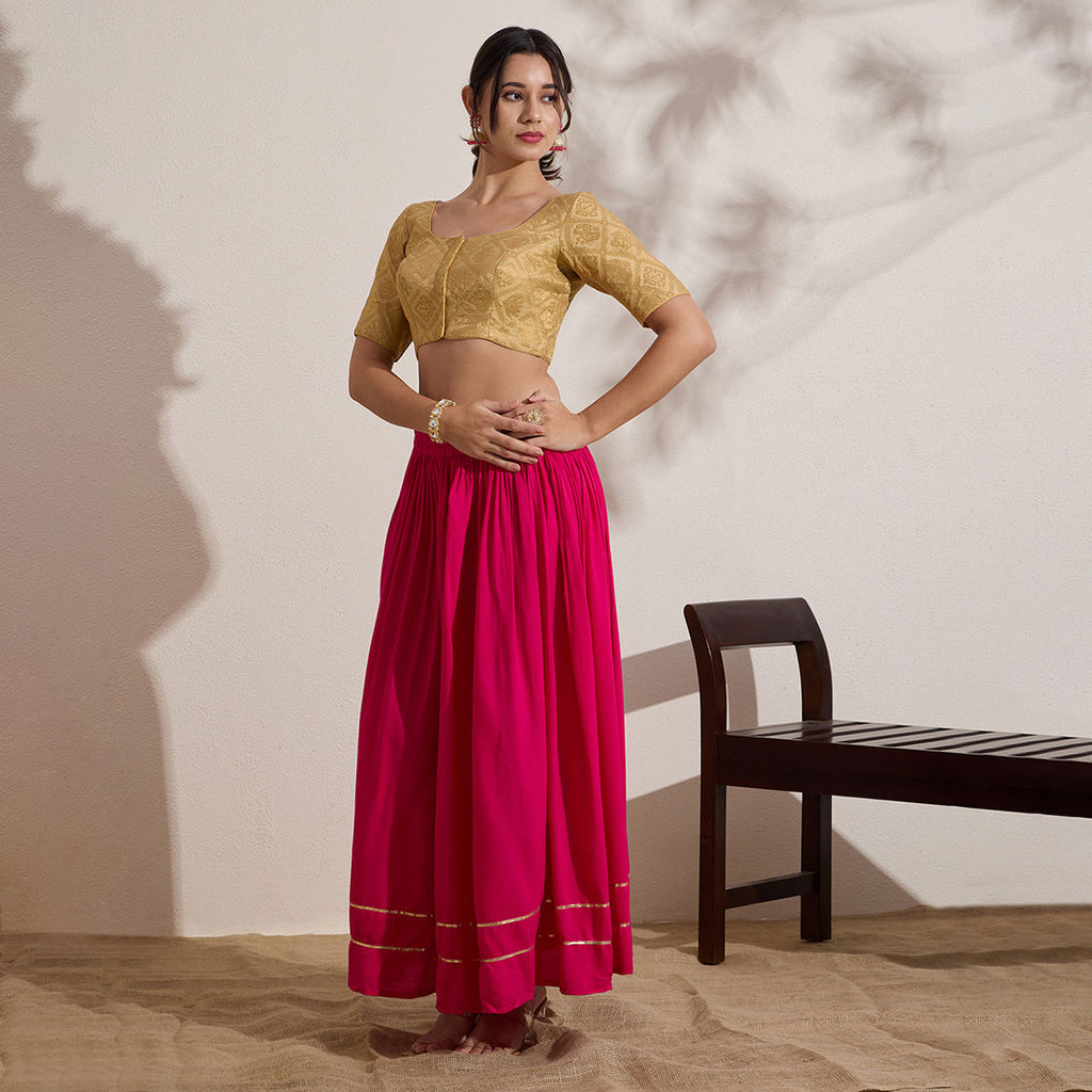 The Blouse Originals Gold Brocade Woven Design Zari Readymade Saree Blouse