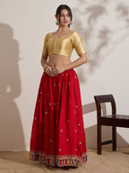 The Blouse Originals Gold Silk Round Neck Readymade Saree Blouse