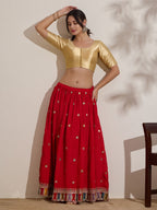 The Blouse Originals Gold Silk Round Neck Readymade Saree Blouse