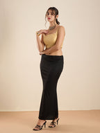 The Blouse Originals Gold Silk Round Neck Solid Padded Sleeveless Readymade Saree Blouse