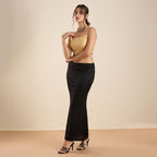 The Blouse Originals Gold Silk Round Neck Solid Padded Sleeveless Readymade Saree Blouse