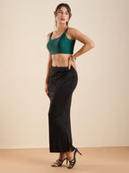 The Blouse Originals Green Silk Round Neck Solid Padded Sleeveless Readymade Saree Blouse