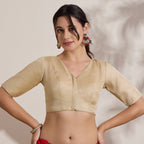 The Blouse Originals Gold Tissue V-Neck Readymade Saree Blouse