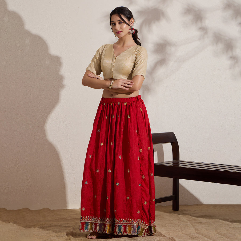 The Blouse Originals Gold Tissue V-Neck Readymade Saree Blouse