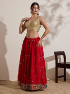 The Blouse Originals Gold Sequinned V-Neck Readymade Saree Blouse