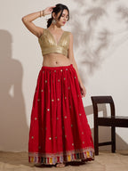 The Blouse Originals Gold Sequinned V-Neck Readymade Saree Blouse