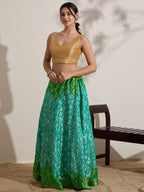 The Blouse Originals Metallic Gold Silk Brocade V-Neck Readymade Saree Blouse