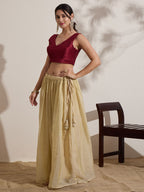 The Blouse Originals Metallic Red Silk Brocade V-Neck Readymade Saree Blouse