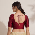 The Blouse Originals Maroon Butti Silk Embellished Zari Readymade Saree Blouse