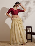 The Blouse Originals Maroon Butti Silk Embellished Zari Readymade Saree Blouse