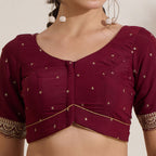 The Blouse Originals Maroon Butti Silk Sweetheart Neck Padded Readymade Saree Blouse