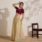The Blouse Originals Maroon Butti Silk Sweetheart Neck Padded Readymade Saree Blouse