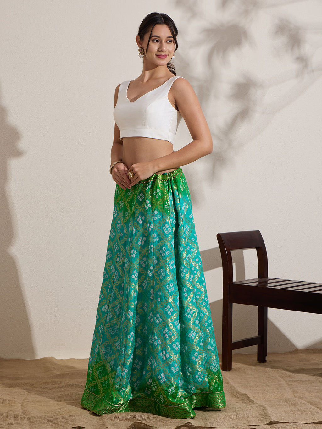 The Blouse Originals White Silk Brocade V-Neck Readymade Saree Blouse