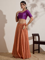 The Blouse Originals Purple Butti Silk Embellished Readymade Saree Blouse