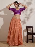 The Blouse Originals Purple Butti Silk Embellished Readymade Saree Blouse