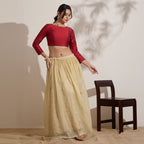 The Blouse Originals Stretchable Red Silk Round Neck Flexi Fit Readymade Saree Blouse