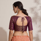 The Blouse Originals Purple Brocade Woven Design Zari Readymade Saree Blouse