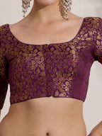 The Blouse Originals Purple Brocade Woven Design Zari Readymade Saree Blouse
