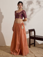 The Blouse Originals Purple Brocade Woven Design Zari Readymade Saree Blouse