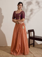 The Blouse Originals Purple Brocade Woven Design Zari Readymade Saree Blouse