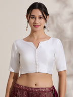 The Blouse Originals Stretchable White Silk Sweetheart Neck Flexi Fit Readymade Saree Blouse