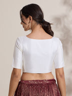 The Blouse Originals Stretchable White Silk Sweetheart Neck Flexi Fit Readymade Saree Blouse